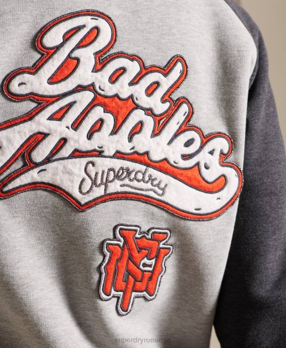 Superdry geacă bomber din jerseu care se încrucișează îmbrăcăminte gri femei JX0Z5839