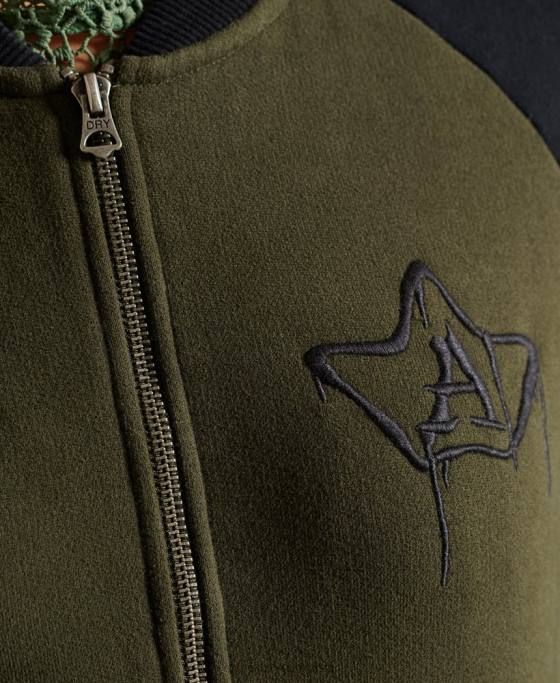 Superdry geacă bomber din jerseu care se încrucișează îmbrăcăminte verde femei JX0Z5827