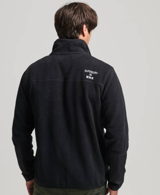 Superdry geacă cu fermoar din fleece cu logo îmbrăcăminte negru bărbați JX0Z4996