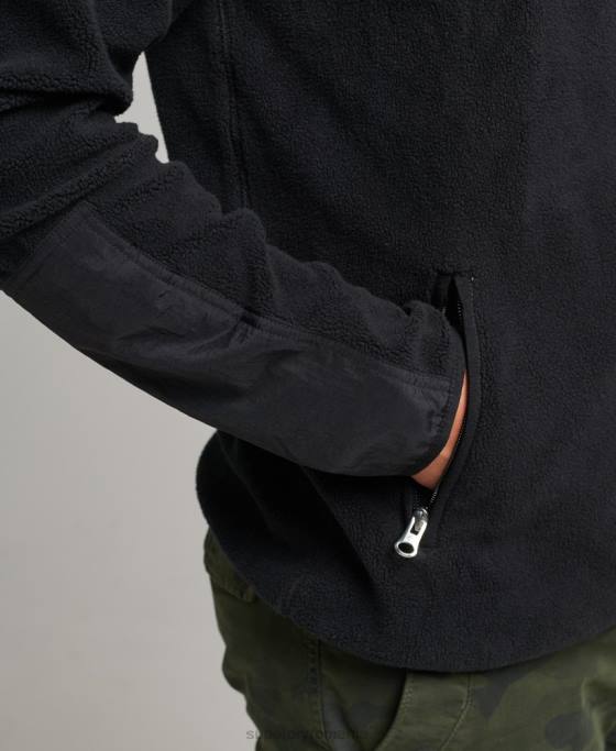 Superdry geacă cu fermoar din fleece cu logo îmbrăcăminte negru bărbați JX0Z4996