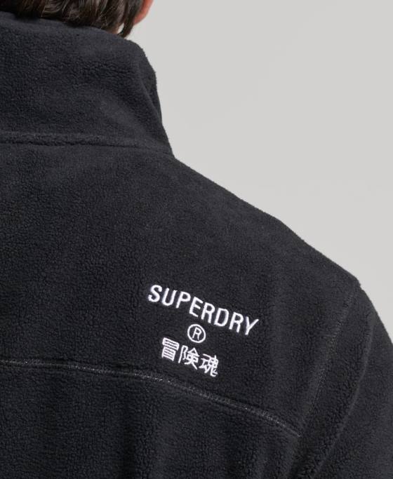 Superdry geacă cu fermoar din fleece cu logo îmbrăcăminte negru bărbați JX0Z4996