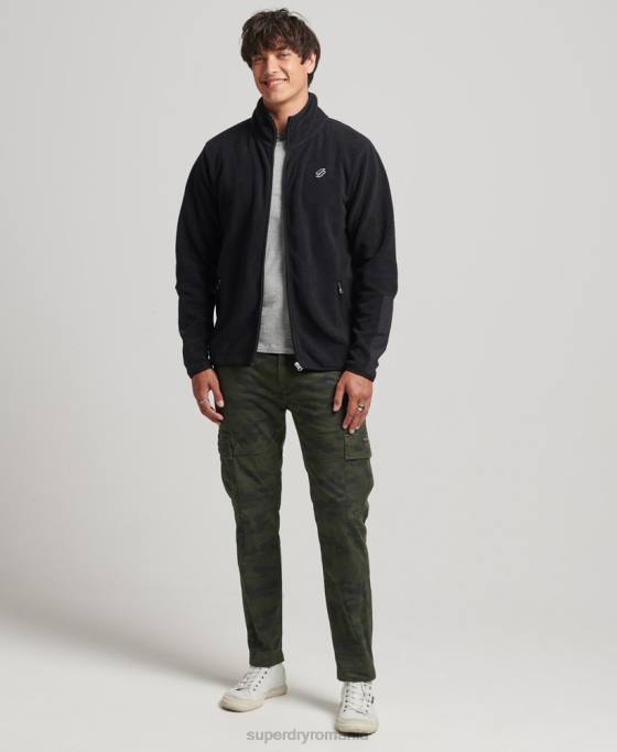 Superdry geacă cu fermoar din fleece cu logo îmbrăcăminte negru bărbați JX0Z4996