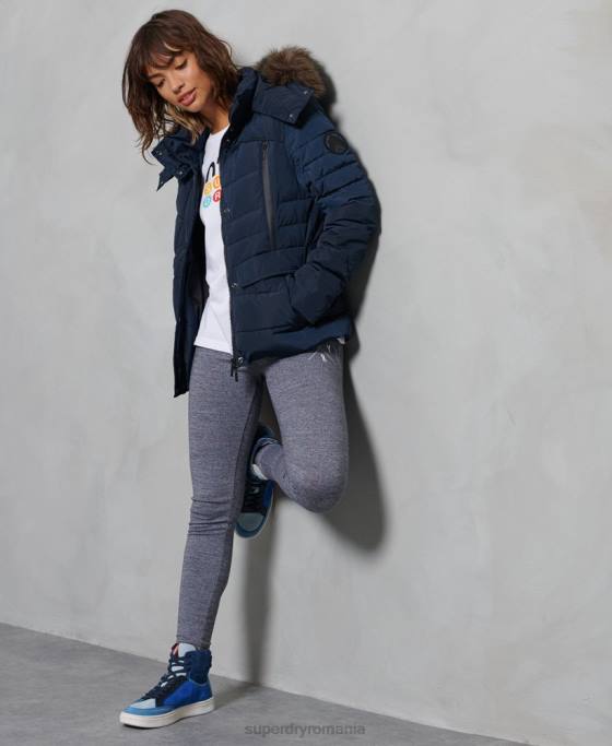 Superdry geacă căptușită ghețar îmbrăcăminte marina femei JX0Z5654