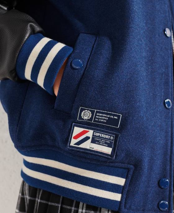 Superdry geacă de baseball de lână îmbrăcăminte albastru femei JX0Z5478