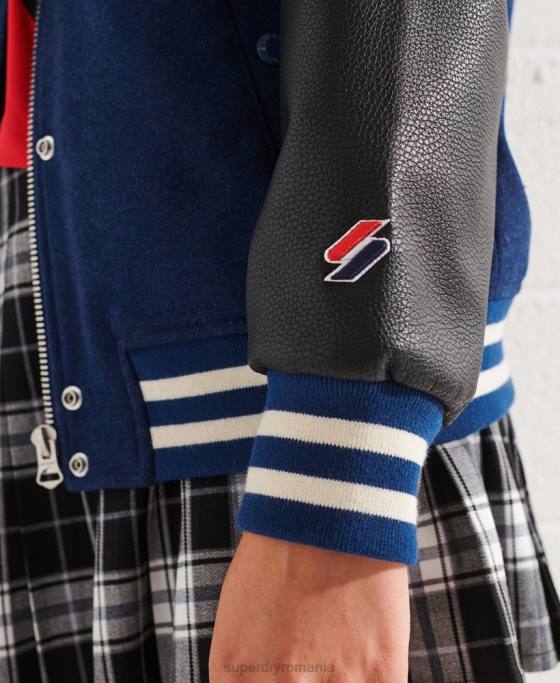 Superdry geacă de baseball de lână îmbrăcăminte albastru femei JX0Z5478