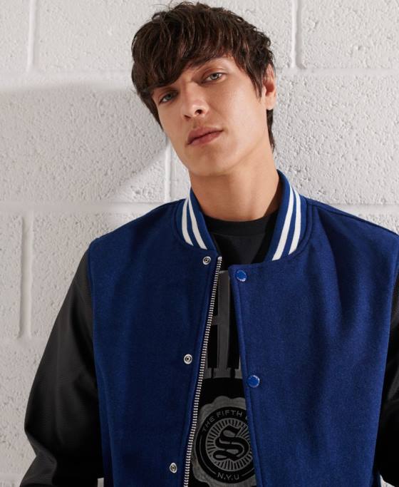 Superdry geacă de baseball de lână îmbrăcăminte marina bărbați JX0Z4586
