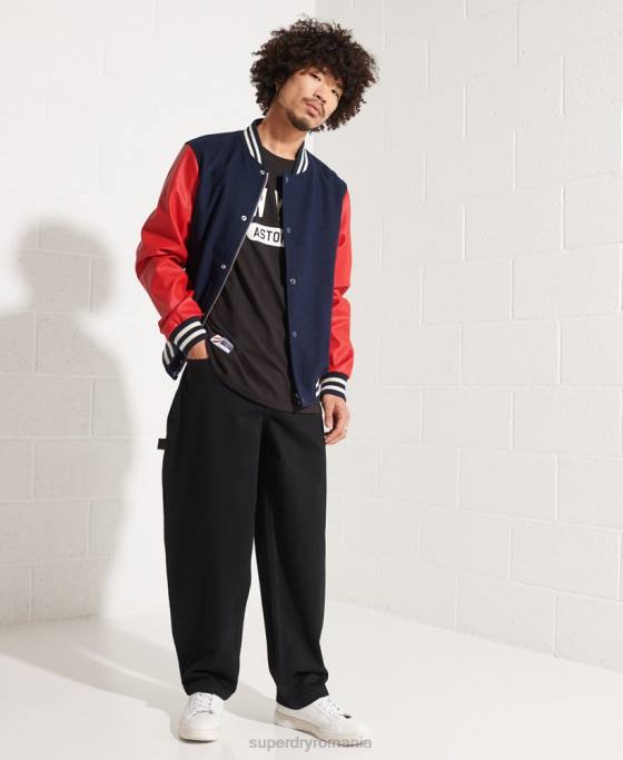 Superdry geacă de baseball de lână îmbrăcăminte marina bărbați JX0Z4628