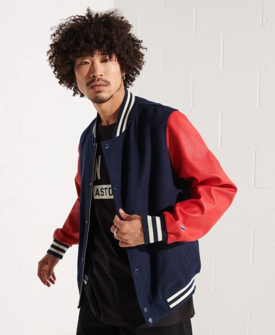 Superdry geacă de baseball de lână îmbrăcăminte marina bărbați JX0Z4628