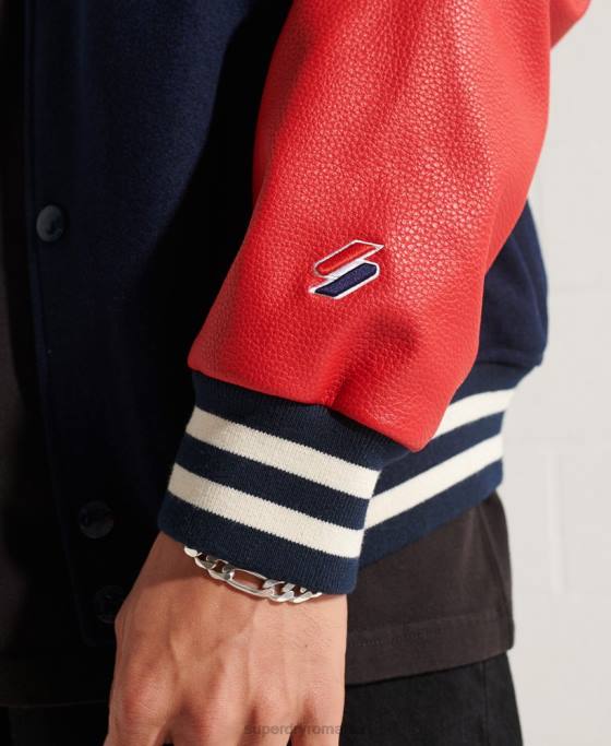 Superdry geacă de baseball de lână îmbrăcăminte marina bărbați JX0Z4628