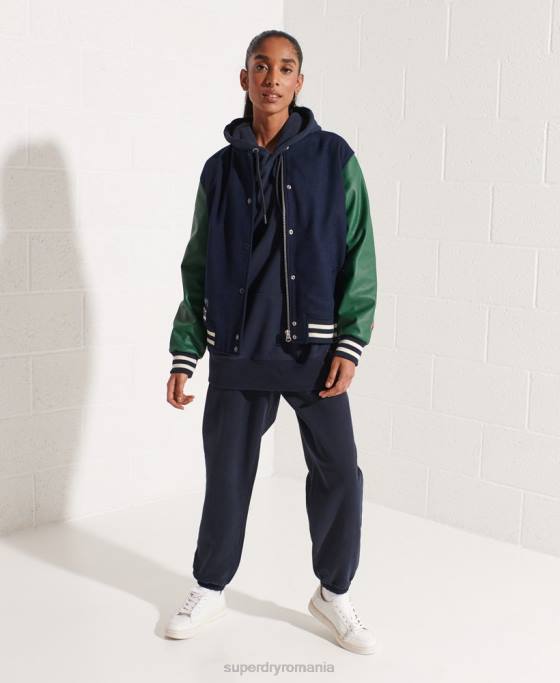 Superdry geacă de baseball de lână îmbrăcăminte marina femei JX0Z5464