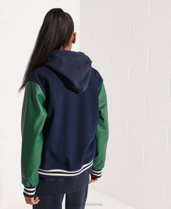 Superdry geacă de baseball de lână îmbrăcăminte marina femei JX0Z5464