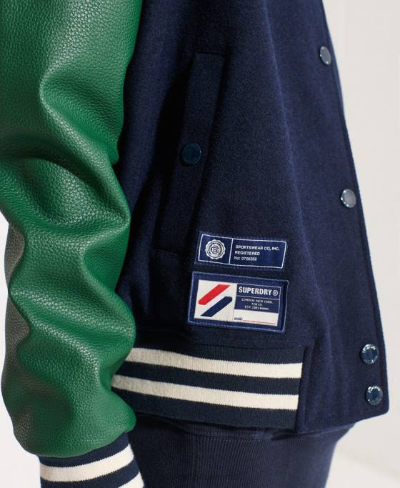 Superdry geacă de baseball de lână îmbrăcăminte marina femei JX0Z5464