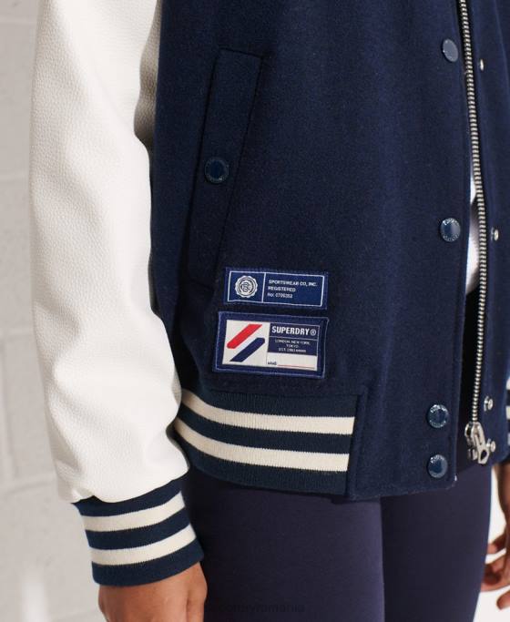 Superdry geacă de baseball de lână îmbrăcăminte marina femei JX0Z5662