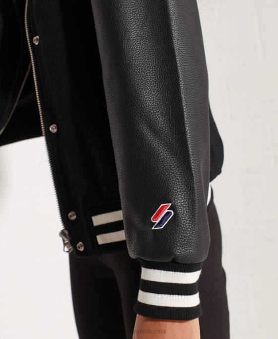 Superdry geacă de baseball de lână îmbrăcăminte negru femei JX0Z5726