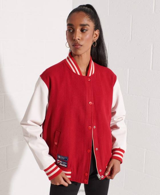 Superdry geacă de baseball de lână îmbrăcăminte roșu femei JX0Z5463