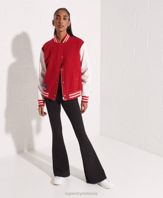 Superdry geacă de baseball de lână îmbrăcăminte roșu femei JX0Z5463
