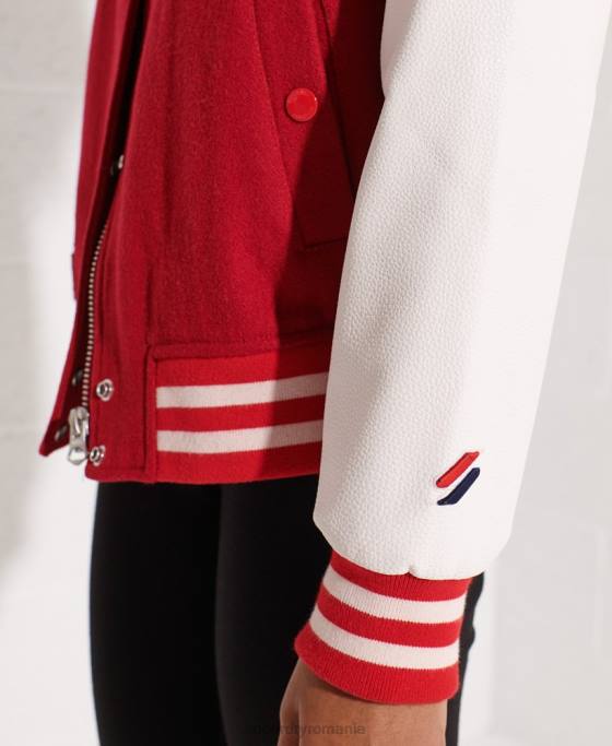 Superdry geacă de baseball de lână îmbrăcăminte roșu femei JX0Z5463