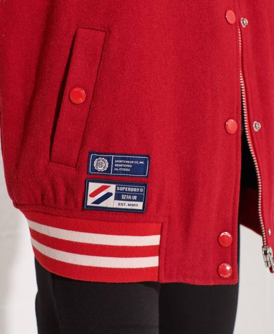 Superdry geacă de baseball de lână îmbrăcăminte roșu femei JX0Z5463