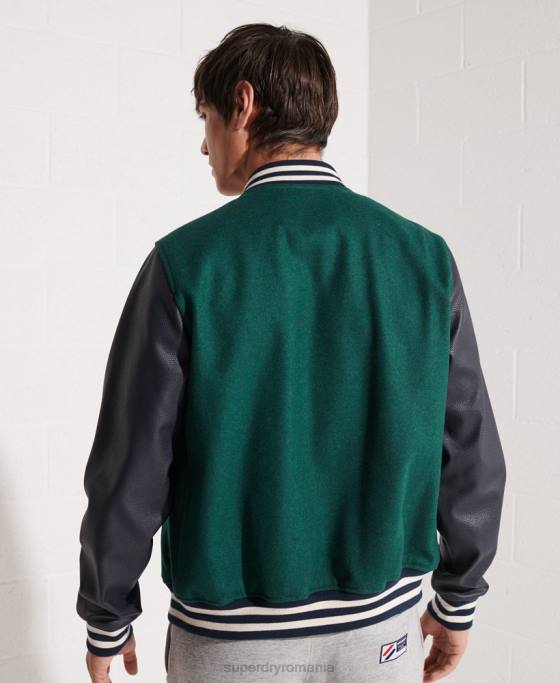 Superdry geacă de baseball de lână îmbrăcăminte verde bărbați JX0Z4728