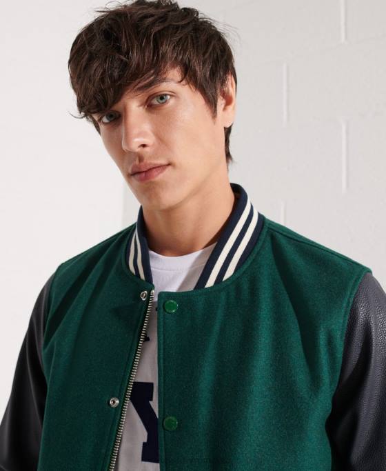 Superdry geacă de baseball de lână îmbrăcăminte verde bărbați JX0Z4728
