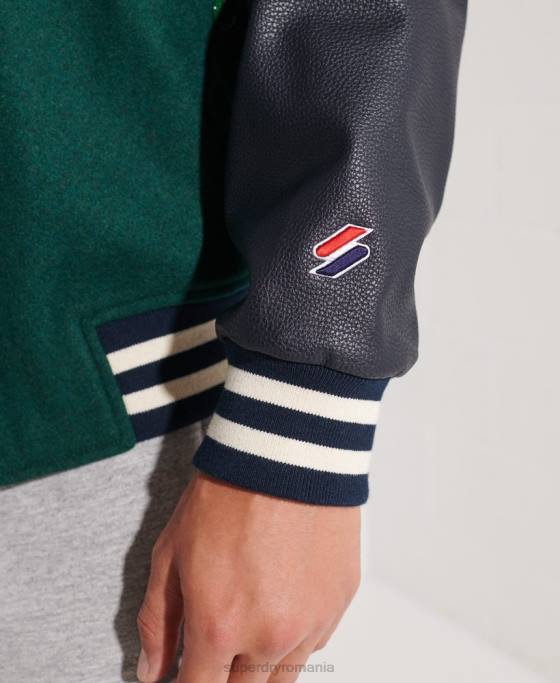 Superdry geacă de baseball de lână îmbrăcăminte verde bărbați JX0Z4728