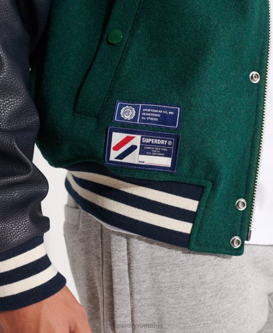 Superdry geacă de baseball de lână îmbrăcăminte verde bărbați JX0Z4728