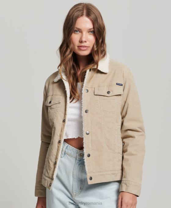 Superdry geacă de camioner cu snur sherpa îmbrăcăminte cremă femei JX0Z5599