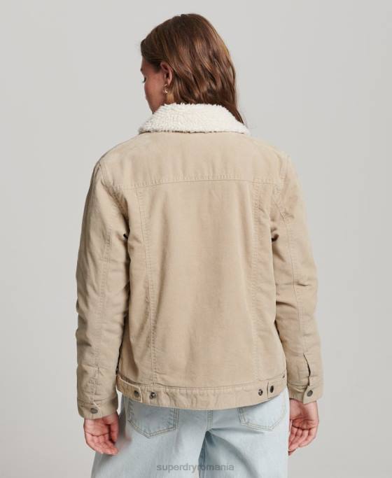 Superdry geacă de camioner cu snur sherpa îmbrăcăminte cremă femei JX0Z5599