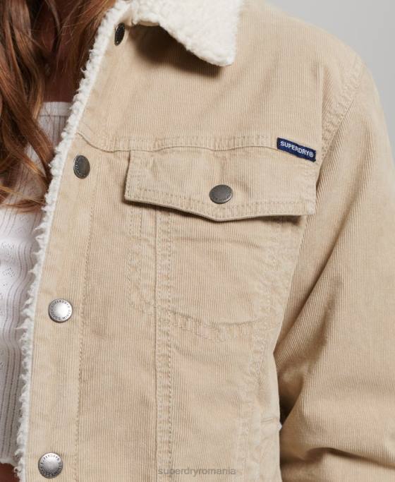 Superdry geacă de camioner cu snur sherpa îmbrăcăminte cremă femei JX0Z5599