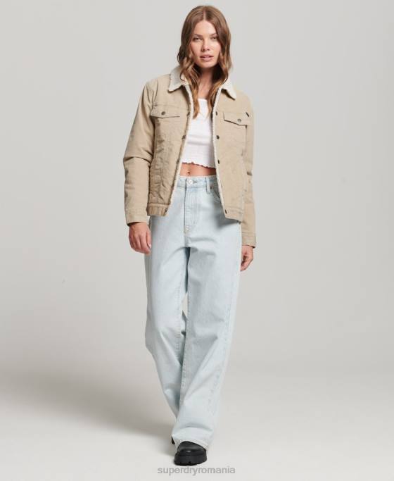 Superdry geacă de camioner cu snur sherpa îmbrăcăminte cremă femei JX0Z5599