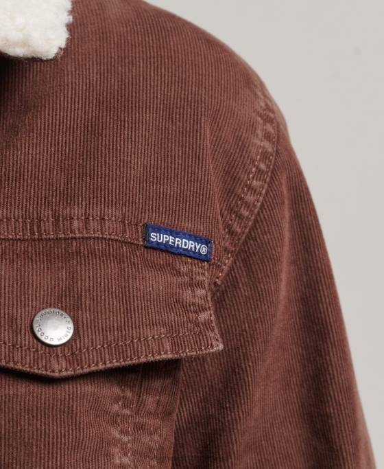 Superdry geacă de camioner cu snur sherpa îmbrăcăminte maro femei JX0Z3548