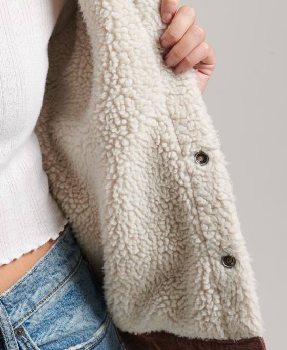 Superdry geacă de camioner cu snur sherpa îmbrăcăminte maro femei JX0Z3548