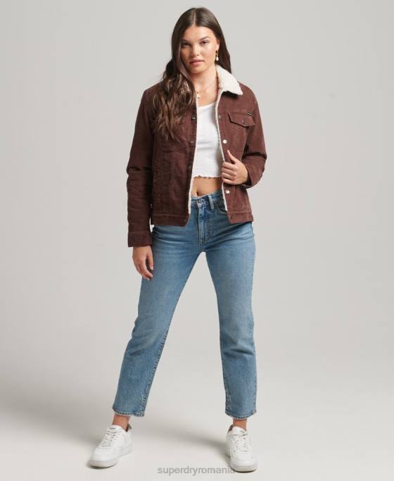 Superdry geacă de camioner cu snur sherpa îmbrăcăminte maro femei JX0Z3548