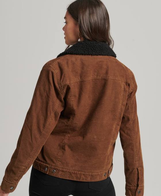 Superdry geacă de camioner cu snur sherpa îmbrăcăminte maro femei JX0Z5454