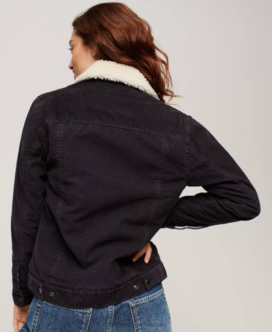 Superdry geacă de camioner cu snur sherpa îmbrăcăminte negru femei JX0Z3817