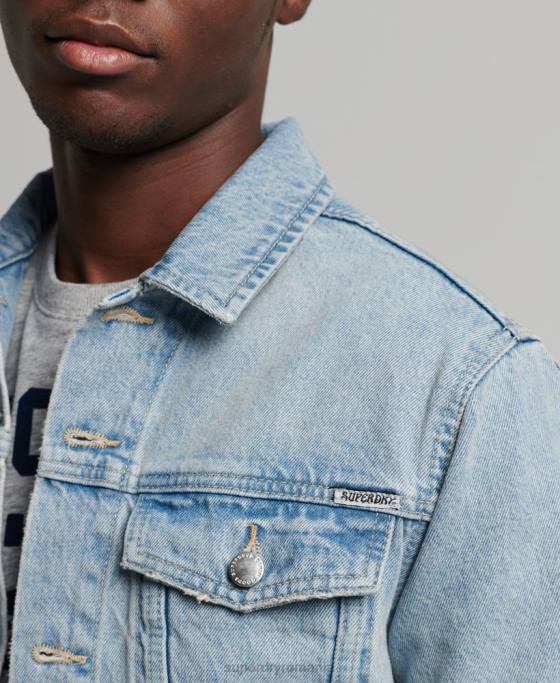 Superdry geacă de camioner de drumar îmbrăcăminte albastru deschis bărbați JX0Z4707