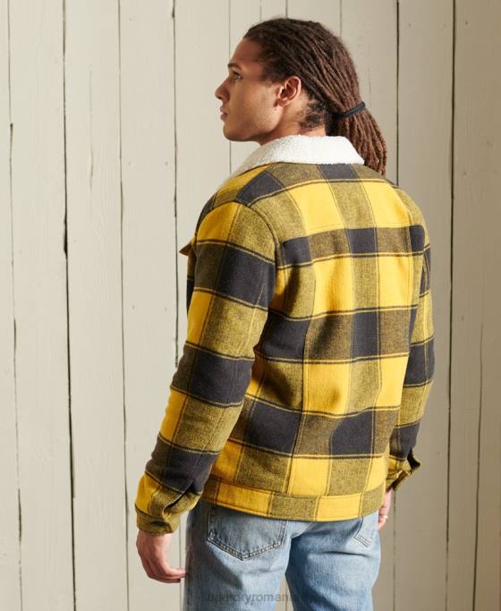 Superdry geacă de camioner din lână sherpa highwayman îmbrăcăminte aur bărbați JX0Z4593