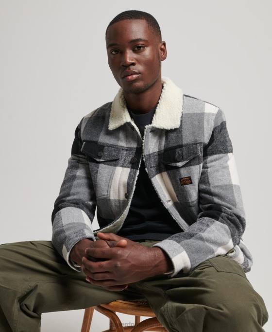 Superdry geacă de camioner din lână sherpa highwayman îmbrăcăminte negru bărbați JX0Z4671