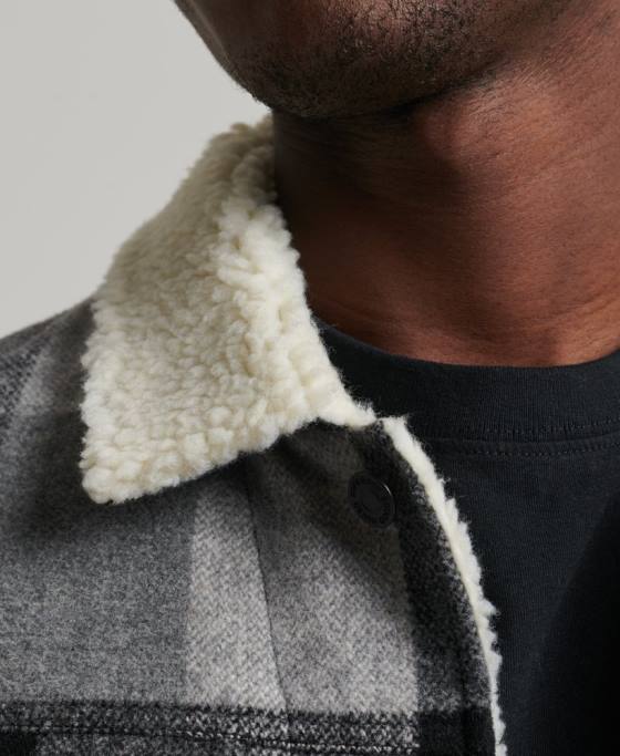 Superdry geacă de camioner din lână sherpa highwayman îmbrăcăminte negru bărbați JX0Z4671