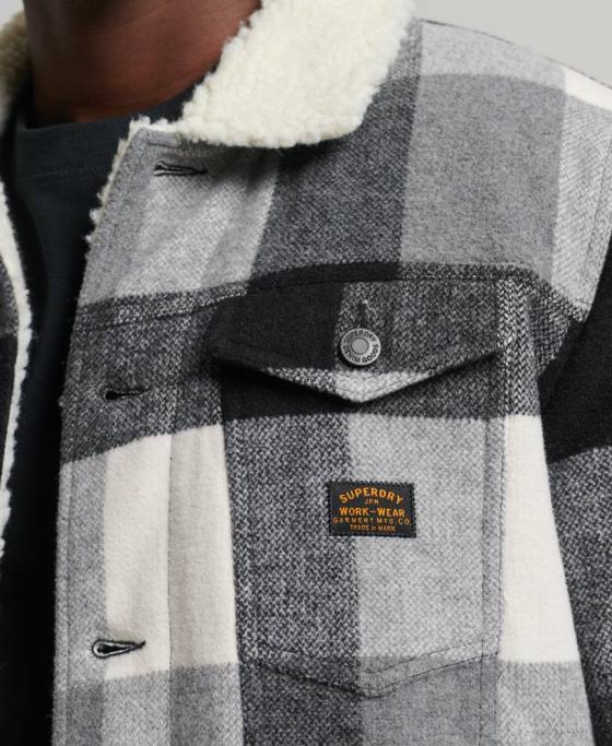 Superdry geacă de camioner din lână sherpa highwayman îmbrăcăminte negru bărbați JX0Z4671