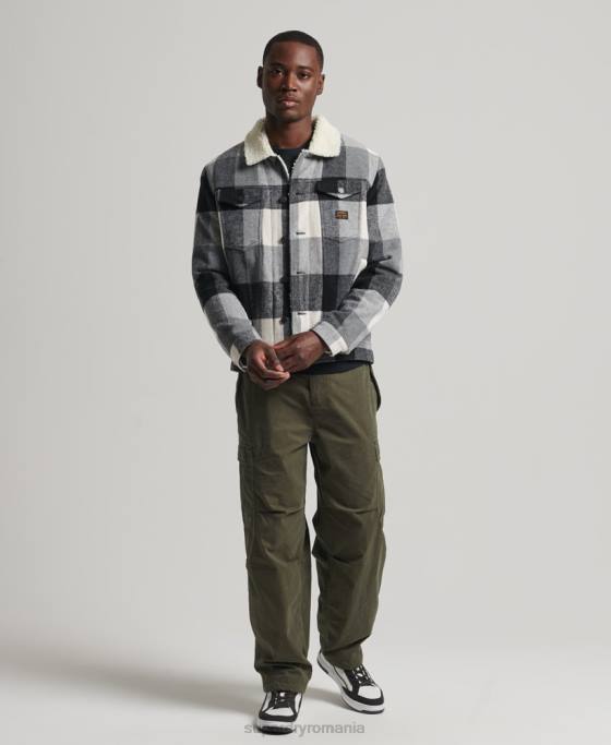 Superdry geacă de camioner din lână sherpa highwayman îmbrăcăminte negru bărbați JX0Z4671