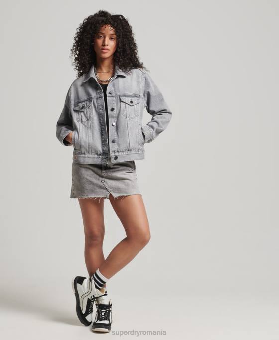 Superdry geacă de camionetă prieten îmbrăcăminte gri femei JX0Z5430