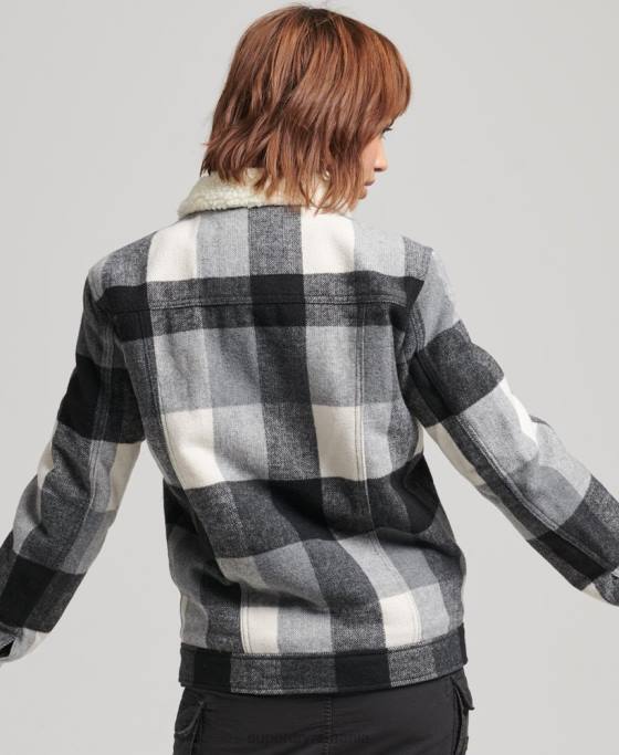 Superdry geacă de camionetă sherpa supradimensionată din lână îmbrăcăminte negru femei JX0Z5727