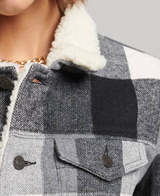 Superdry geacă de camionetă sherpa supradimensionată din lână îmbrăcăminte negru femei JX0Z5727