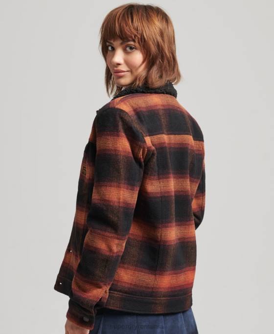 Superdry geacă de camionetă sherpa supradimensionată din lână îmbrăcăminte roșu femei JX0Z5434