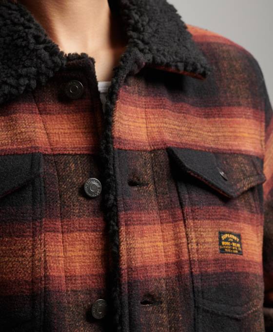 Superdry geacă de camionetă sherpa supradimensionată din lână îmbrăcăminte roșu femei JX0Z5434