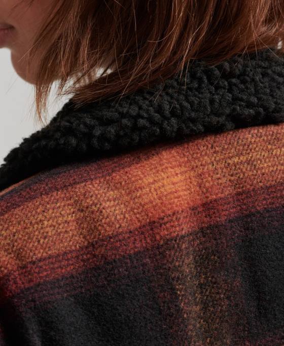 Superdry geacă de camionetă sherpa supradimensionată din lână îmbrăcăminte roșu femei JX0Z5434