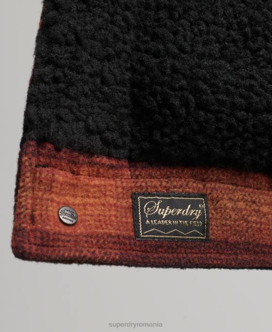 Superdry geacă de camionetă sherpa supradimensionată din lână îmbrăcăminte roșu femei JX0Z5434