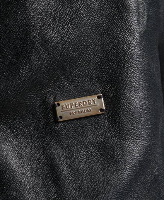 Superdry geacă de motociclist din piele rylee îmbrăcăminte negru femei JX0Z3735