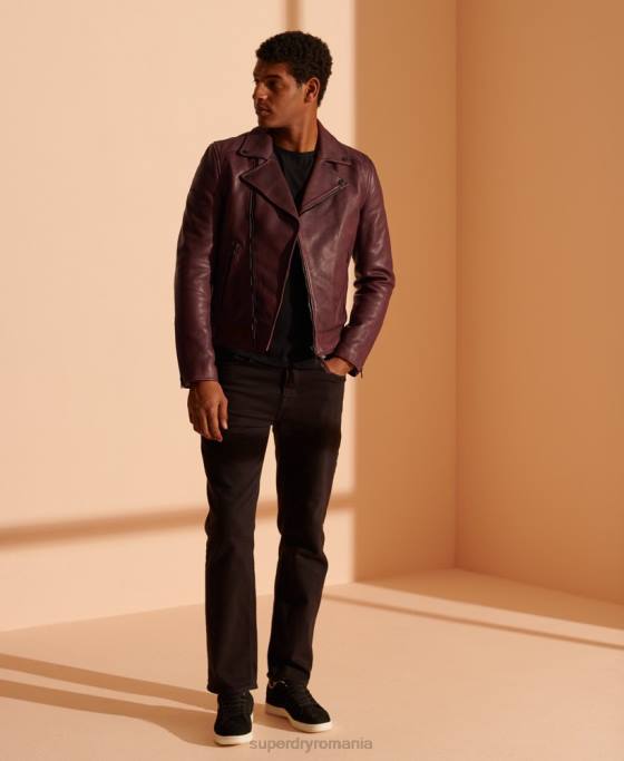 Superdry geacă de motociclist din piele îmbrăcăminte Violet bărbați JX0Z4725